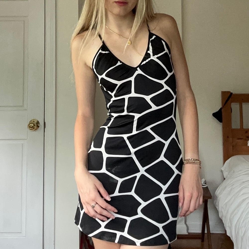 Morgan de Toi Giraffe Print Halter Dress